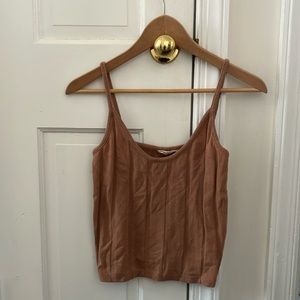 Madewell Ribbed Sweater-Knit Anytime Cami Top in Camel